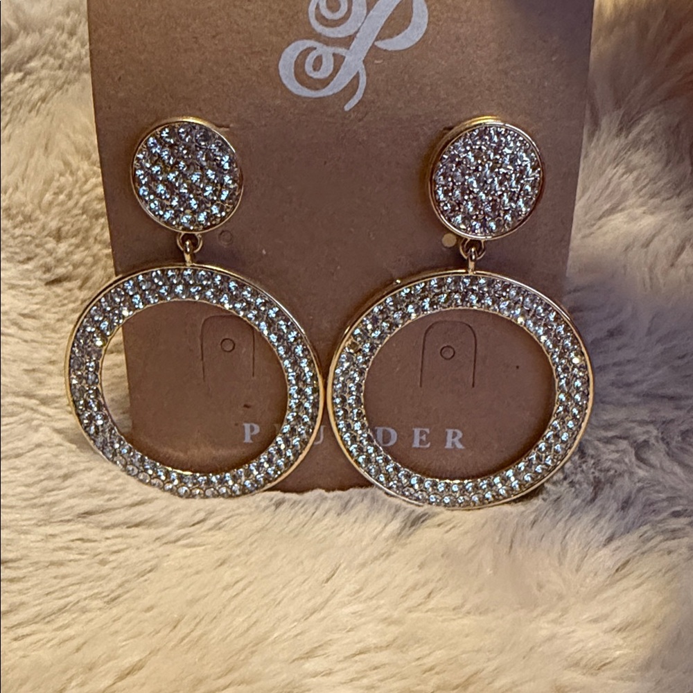 Plunder Crystal Pave Open Circle Drop Earrings